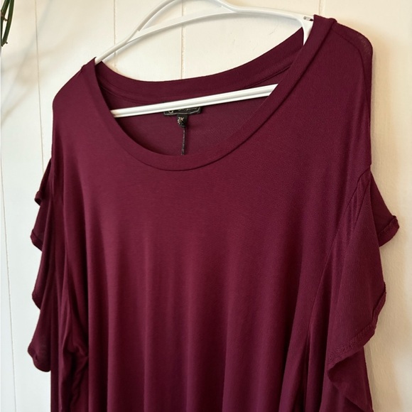 DG2 by Diane Gilman Cold-Shoulder Top with Ruffle 2X - Picture 2 of 5